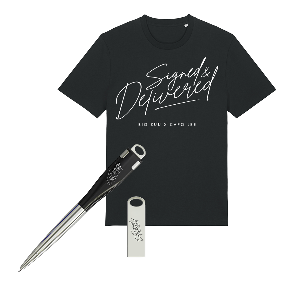 'SIGNED & DELIVERED' SIGNATURE TEE + USB BUNDLE